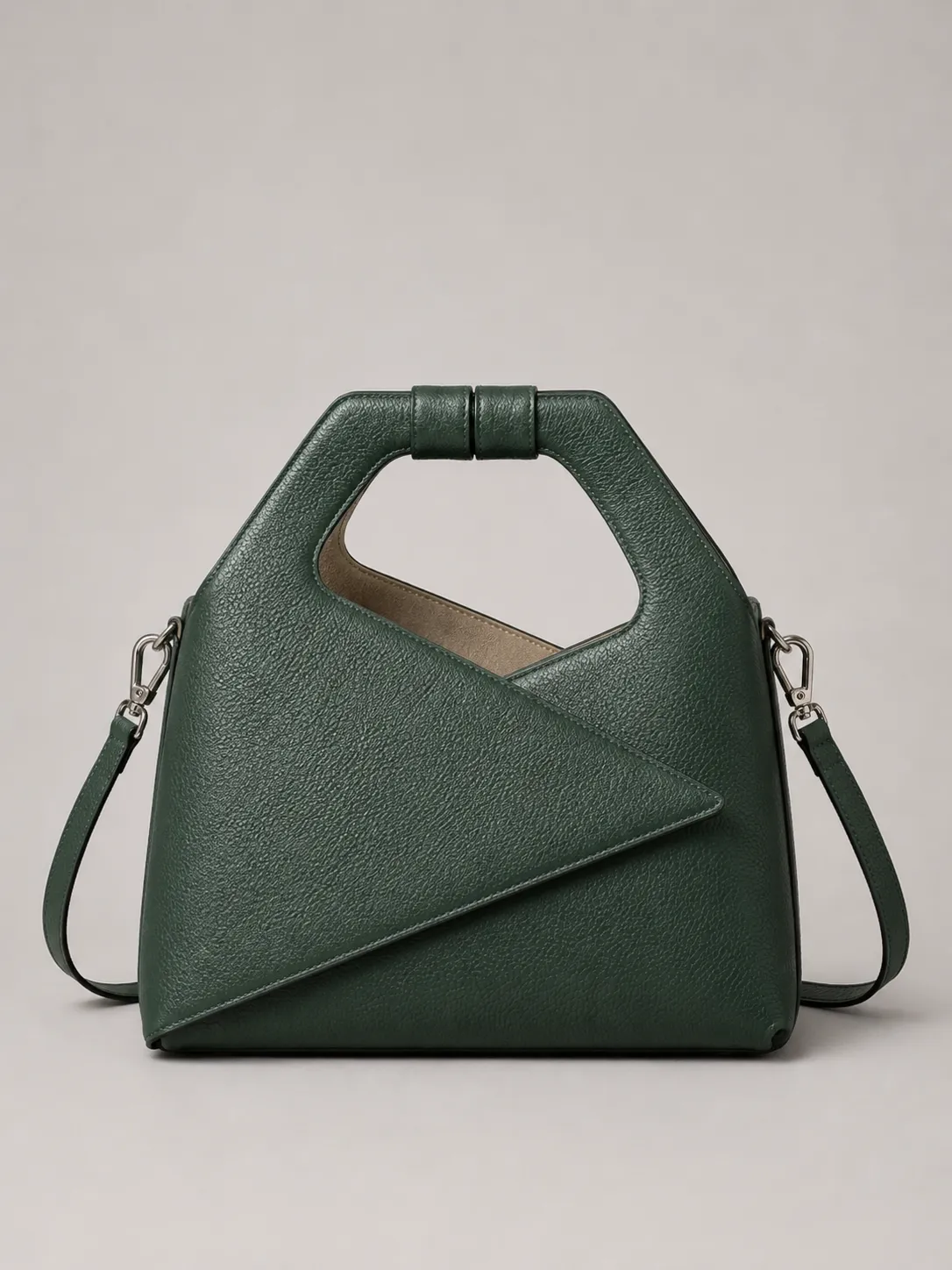 8-02-pink-fashion-crossbody-top-handle-bag-front-view Dark Green Cut-Out Top Handle Crossbody Bag with Leather Options - Image 1